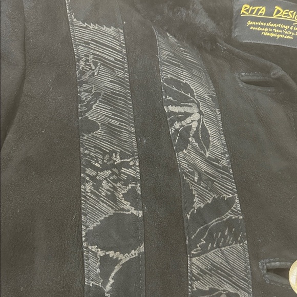 Shearling & leather jacket women’s size medium vintage black winter classic - Picture 7 of 12